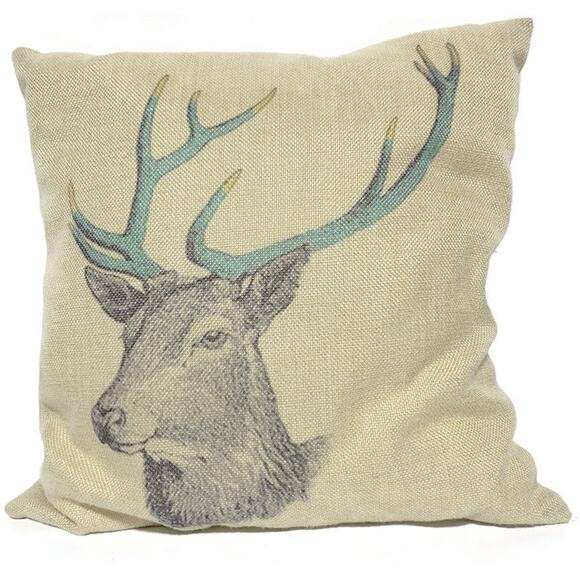 Accent Throw Pillow With Deer Head Profile 14x14 - Picture 1 of 7